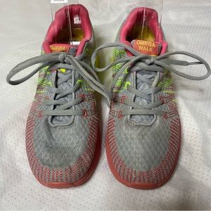 Omega Walk Pink Neon Yellow Sneakers Size 7 EU 39